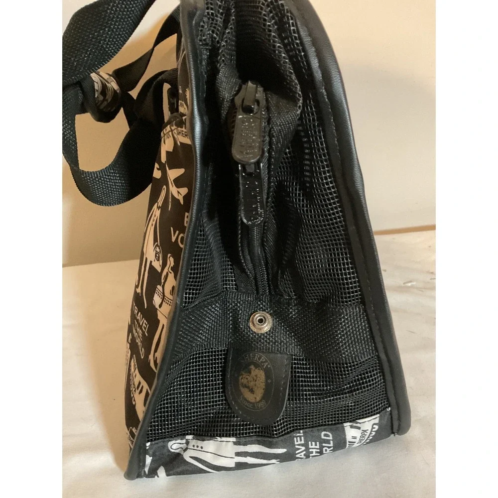 Sherpa Pet Carrier Travel the World Graphic Print Black‎ White Soft Sided Bag
